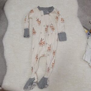 Burts Bees Reindeer Footie Pajamas 0-3M